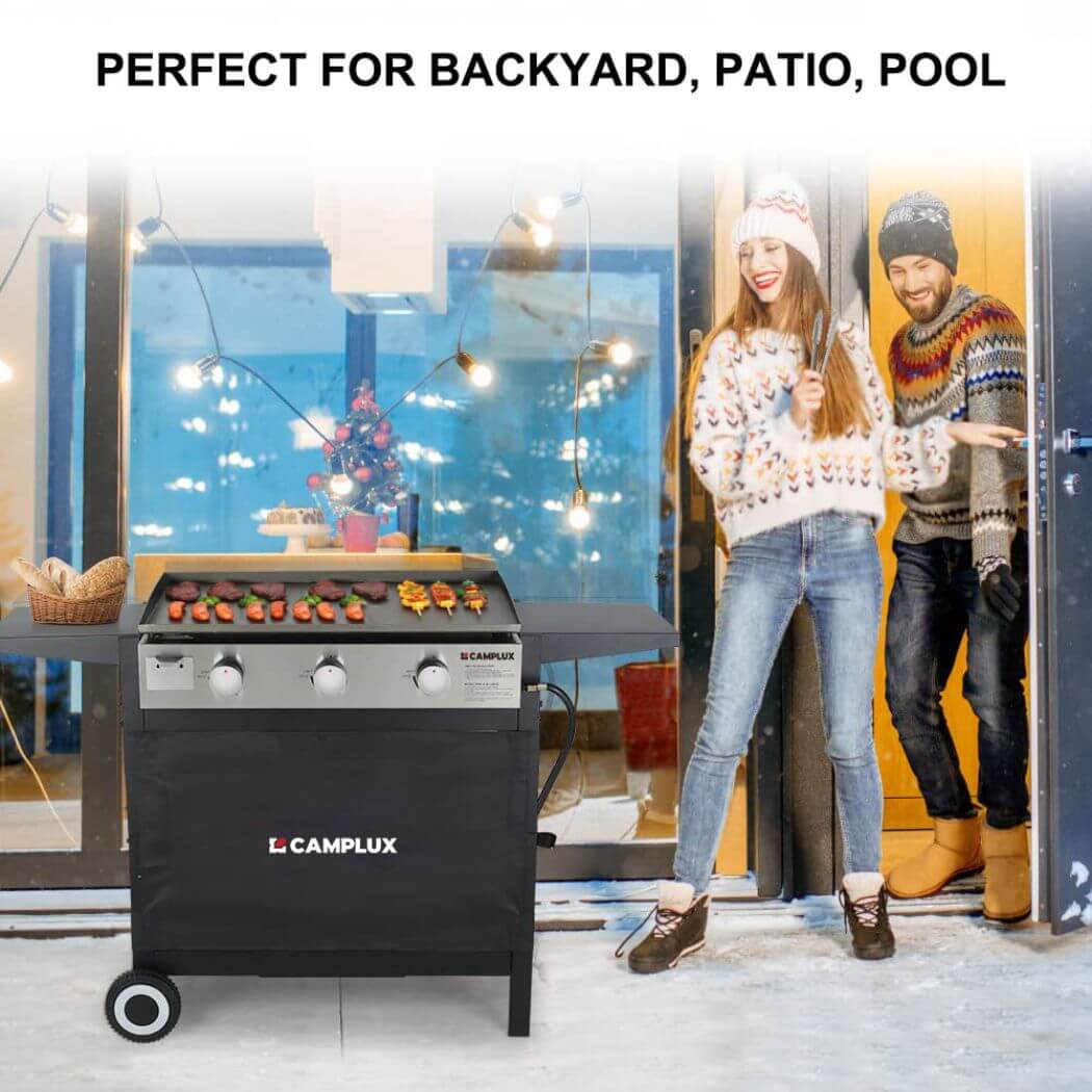 Camplux Outdoor Gas Griddle Grill Combo 3 Burner ,Camping and Tailgating 33,000 BTU w/ 20 LB LP Connector