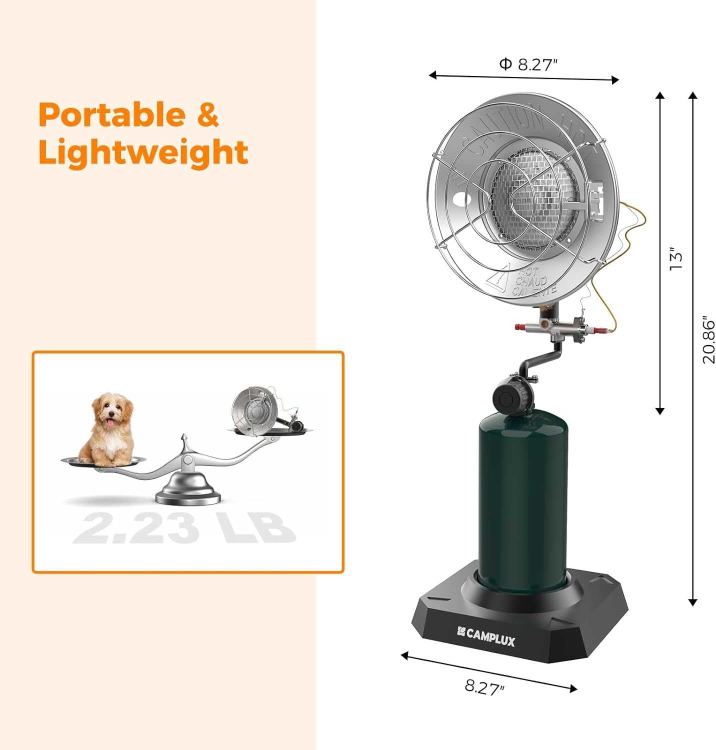 Camplux Portable Propane Heater 15,000 BTU, Outdoor Infrared Heater