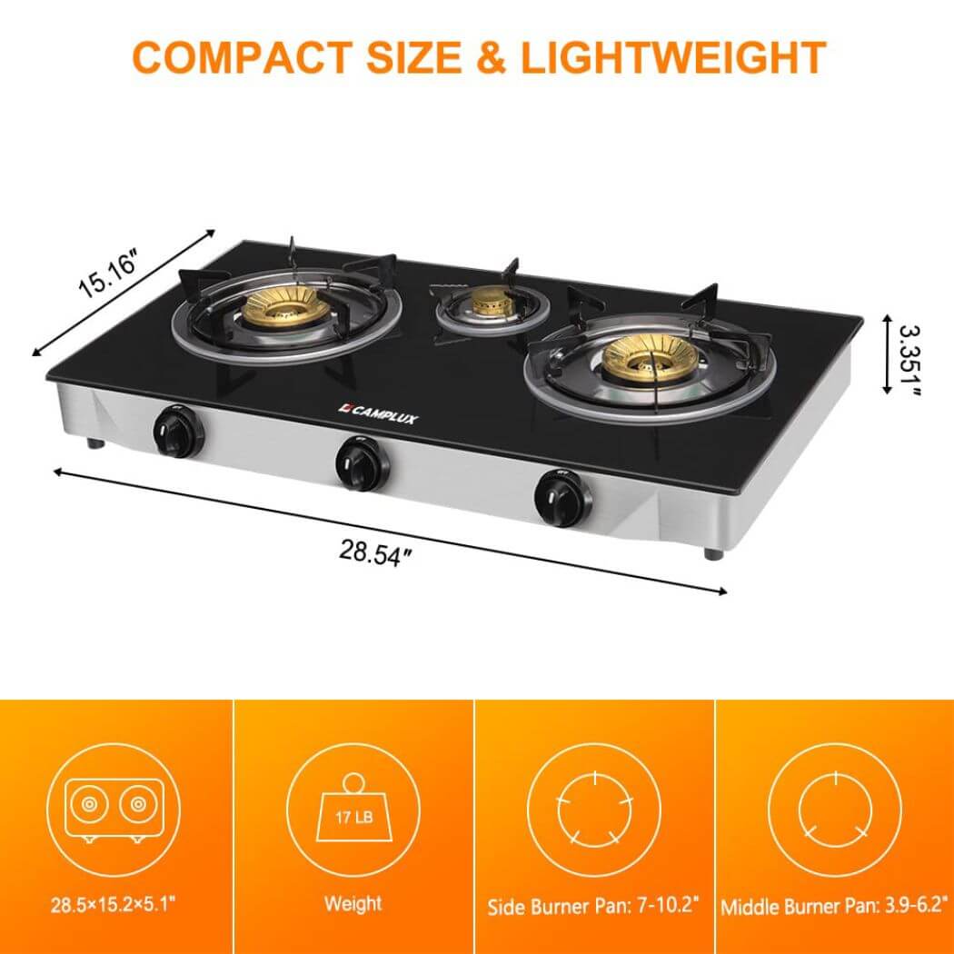 21,600BTU 3 Burners Tempered Glass Portable Stoves for Camping