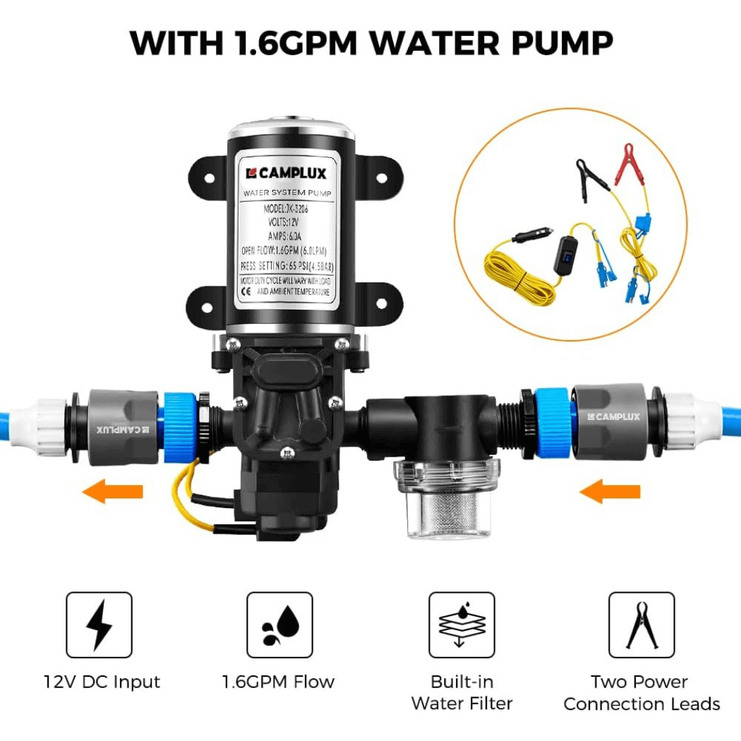 Camplux Tankless Water Heater For RV 1.58 GPM With Pump Kit, Grey