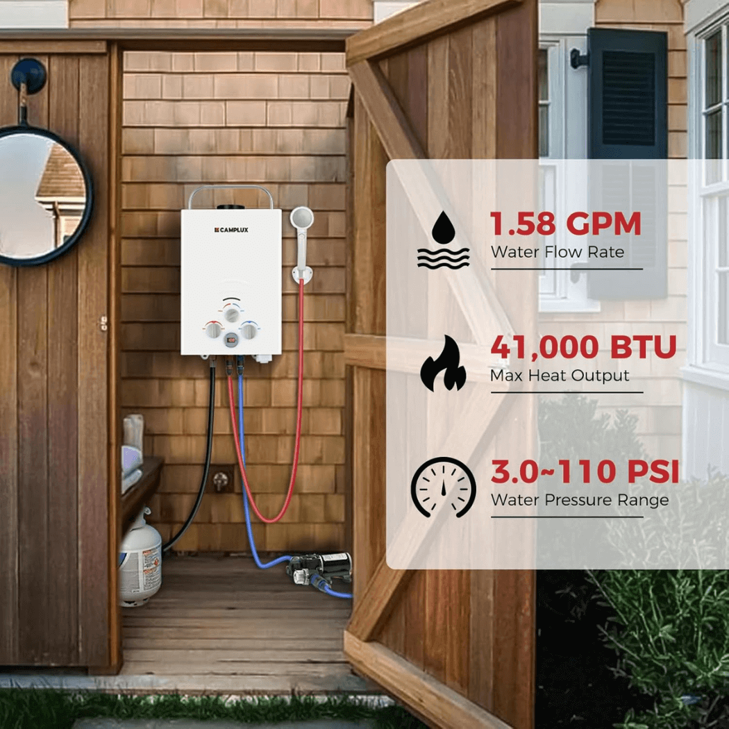 Camplux Tankless Water Heater for RV 1.58 GPM With Pump Kit