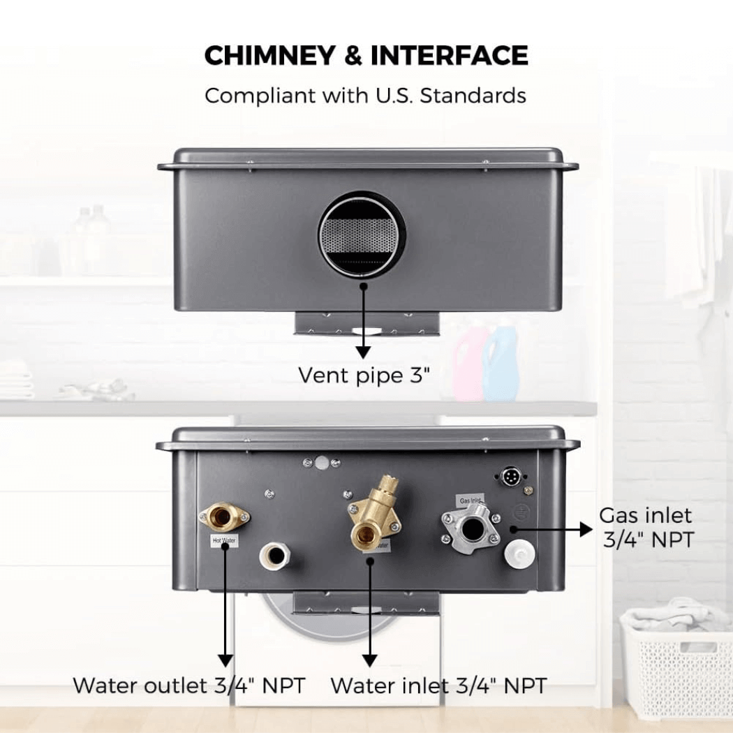 Camplux Instant Indoor Tankless Gas Water Heater 5.28 GPM | Gray