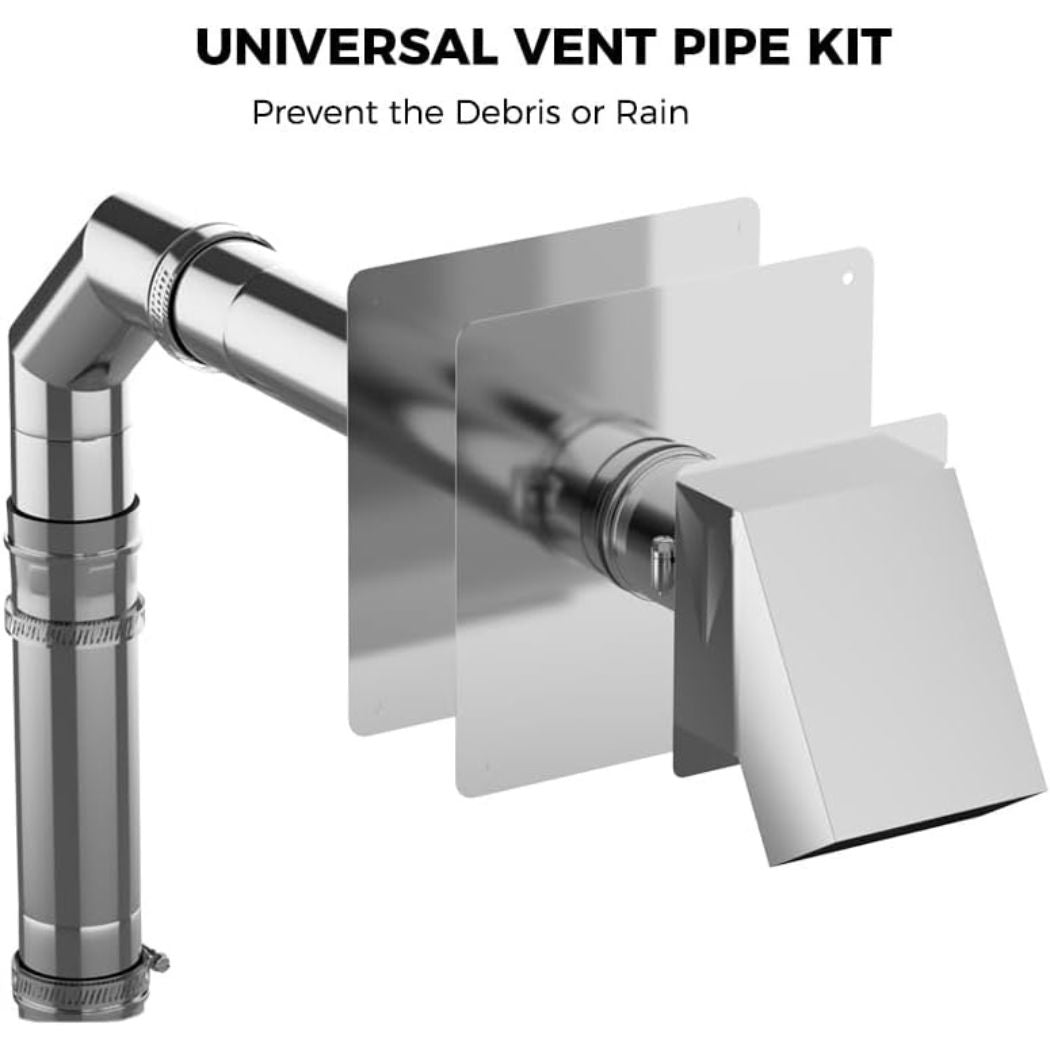 CAMPLUX 3" Horizontal Stainless Steel Vent Pipe Kit for Indoor Gas Tankless Water Heater