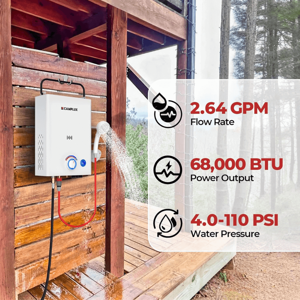 Camplux Portable Tankless Water Heater F10 Pro, 68,000 BTU, Outdoor, First Series