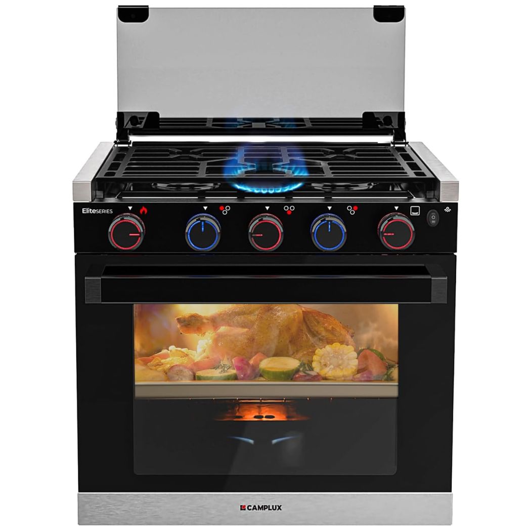 Camplux RV Stove Gas Range Oven w/ 3 Burners Cooktop 21 Inches ELITE