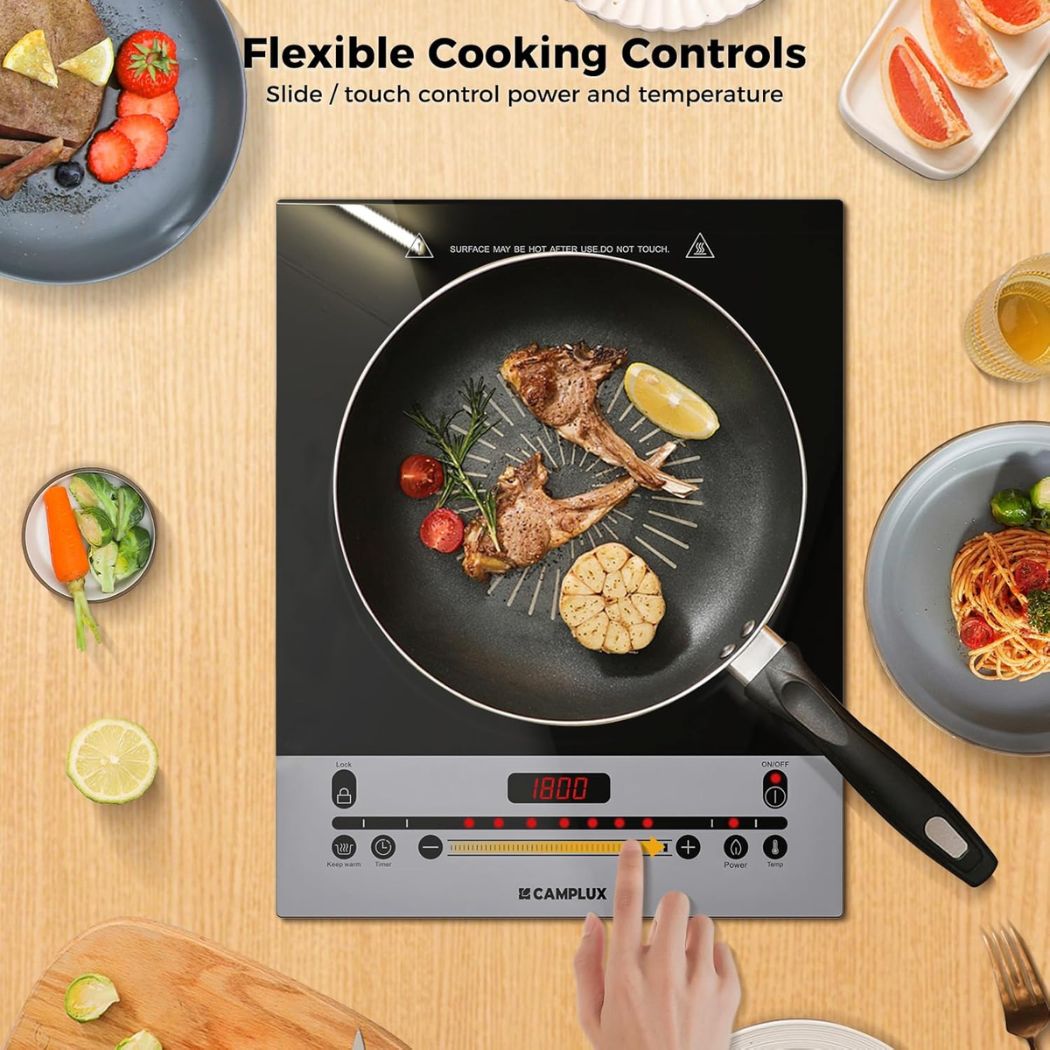 CAMPLUX Portable Induction Cooktop 1800W, 120V Single Burner Electric Cooktop