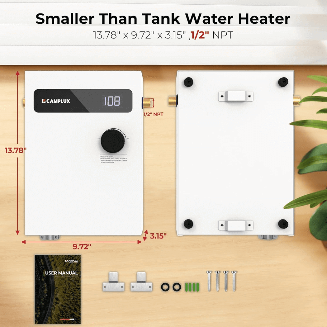 Camplux On Demand Electric Tankless Water Heater 11kW | White