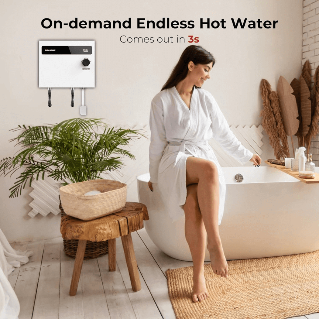 Camplux On Demand Electric Tankless Water Heater 14kW | White